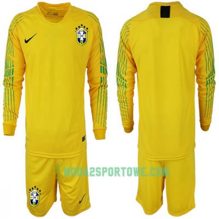 Koszulka Brazylia Dziecięcy Mistrzostwa Świata 2018 Domowe Stroje Piłkarskie Długi Rękaw